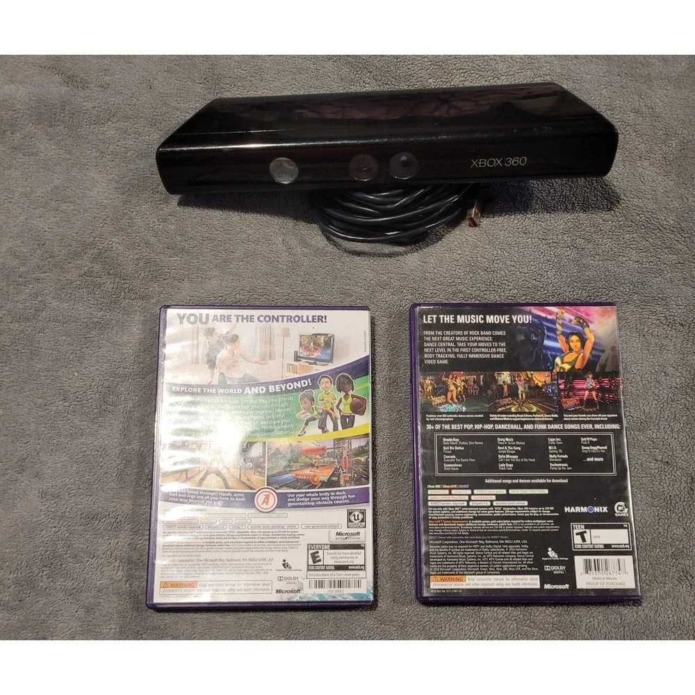 Xbox 360 Kinect Sensor With 2 Games Included Kinect Adventures &Dance Central